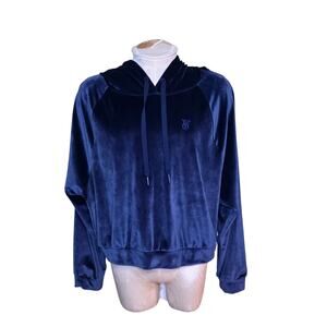 Victoria's Secret On Point Women's Blue‎ Cropped Velvet Hoodie Size XL